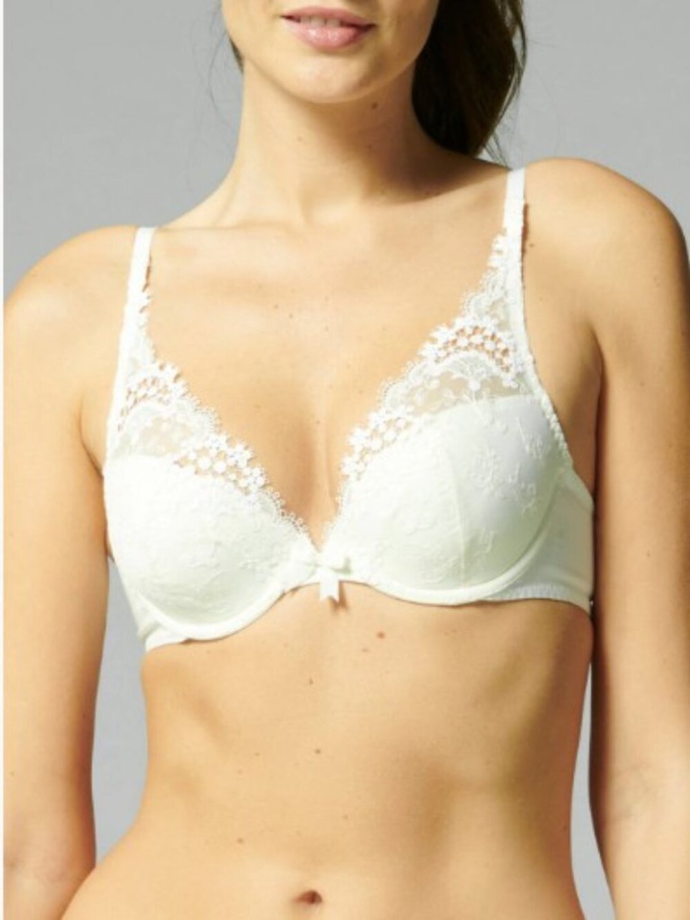 NWT Simone Pérèle Wish Triangle Contour Ivory Lace Underwire Bra 34D